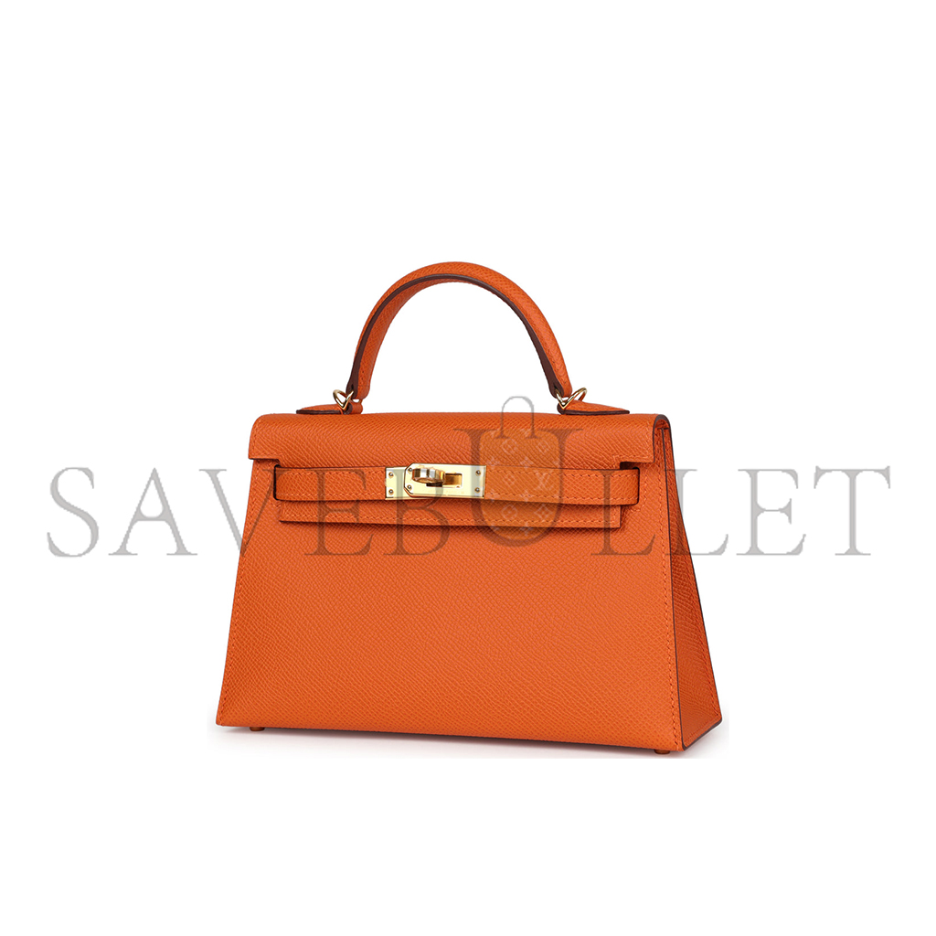 HERMES MINI KELLY SELLIER  ORANGE (22*14*7cm) 